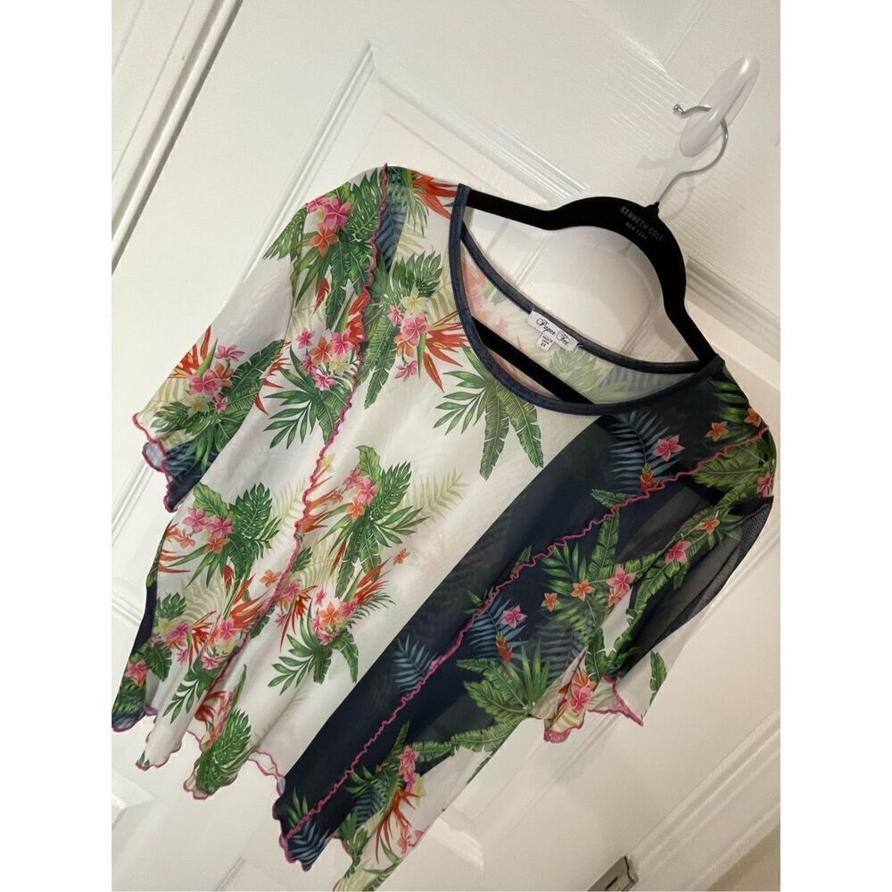 Paper Tee women’s blouse 2X floral see through